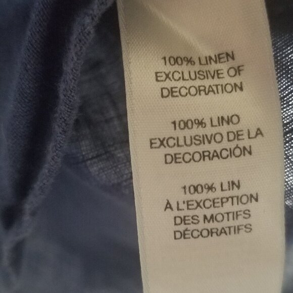 Chico's Women's Linen Navy Sequin Trim Crochet Back Accent Sz 3 US XL - Picture 7 of 7